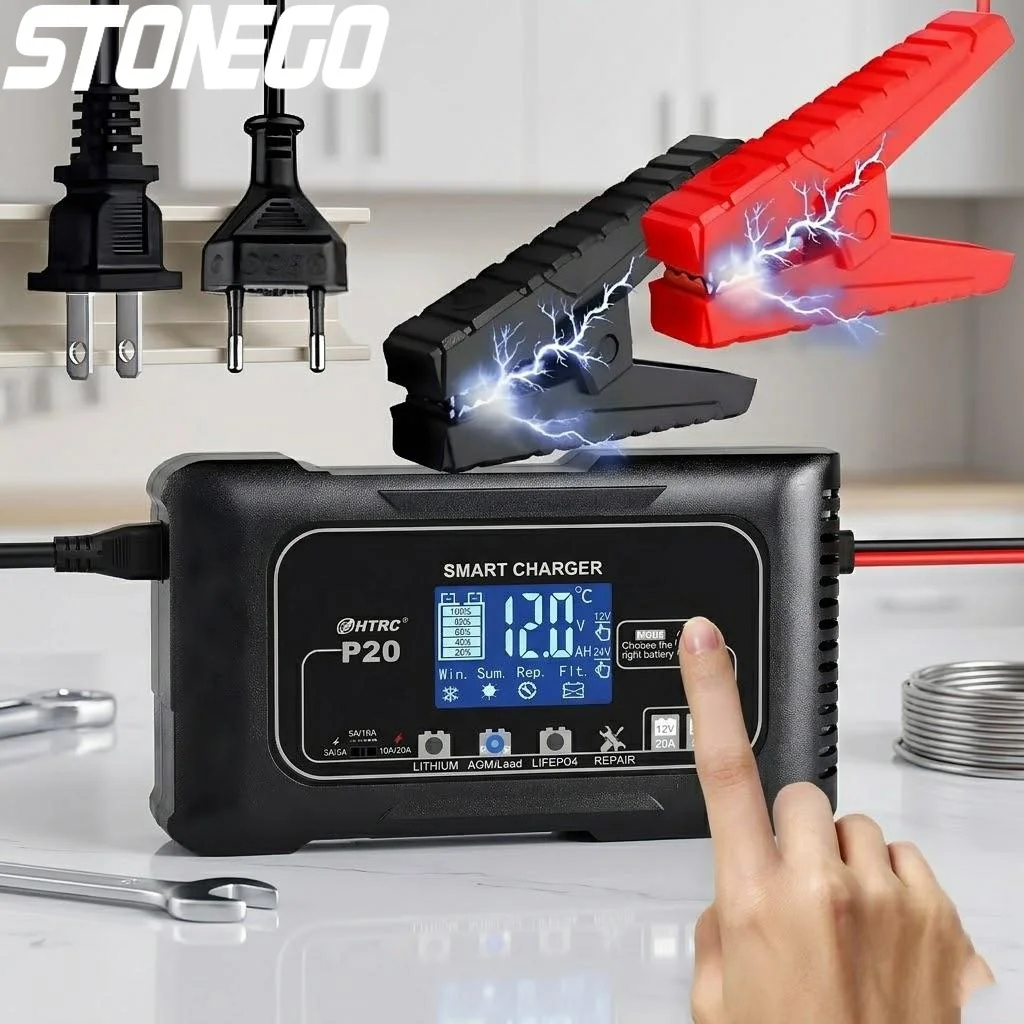 

Smart Battery Charger 12V 24V Temperature Adaptive 3 Level Current Multi Protection Repair for Lead Acid AGM LiFePO4