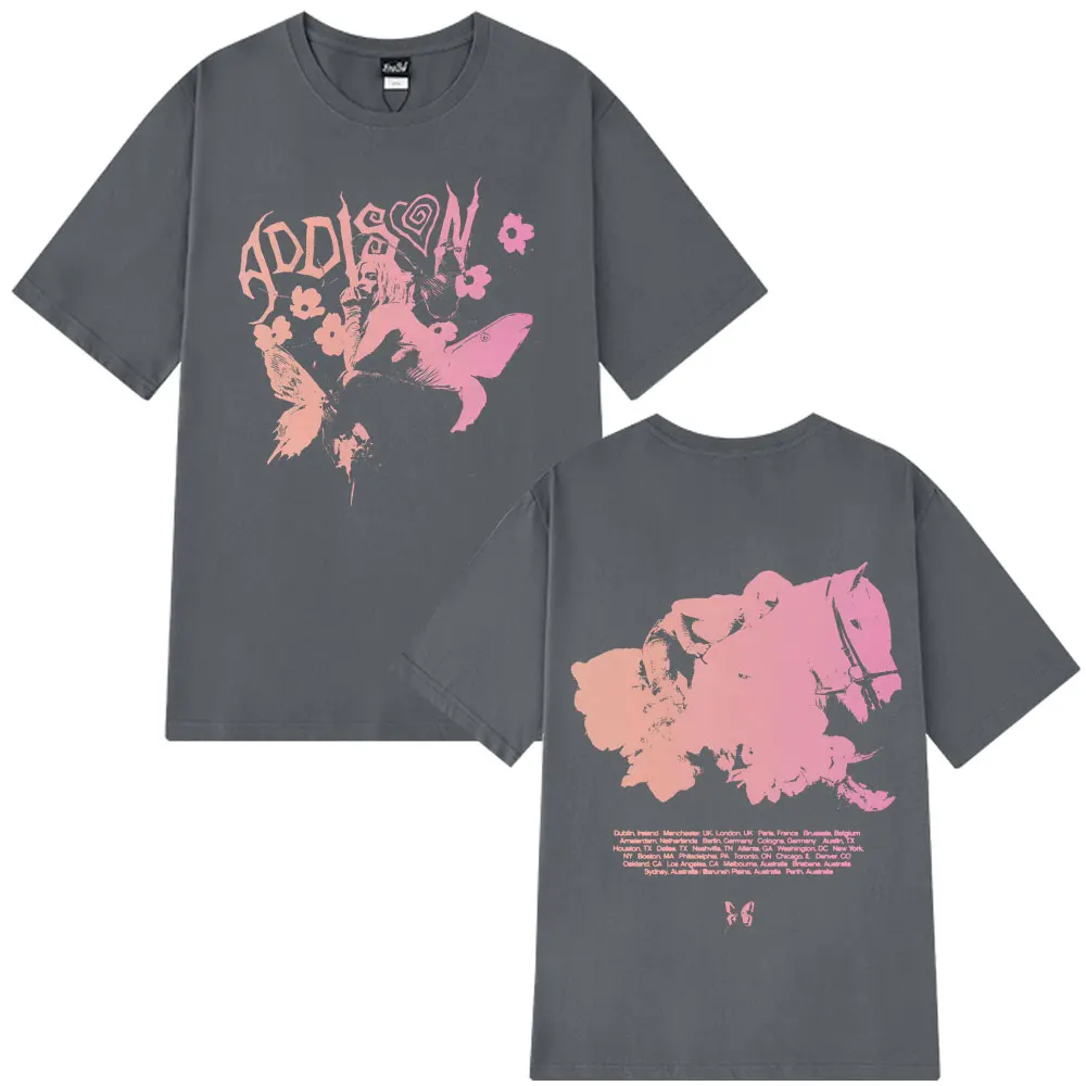 أديسون راي 2025-2026 جولة خمر الجرافيك تي شيرت الرجال النساء جماليات الموضة تي شيرت قصيرة الأكمام القطن Harajuku تي شيرت #6