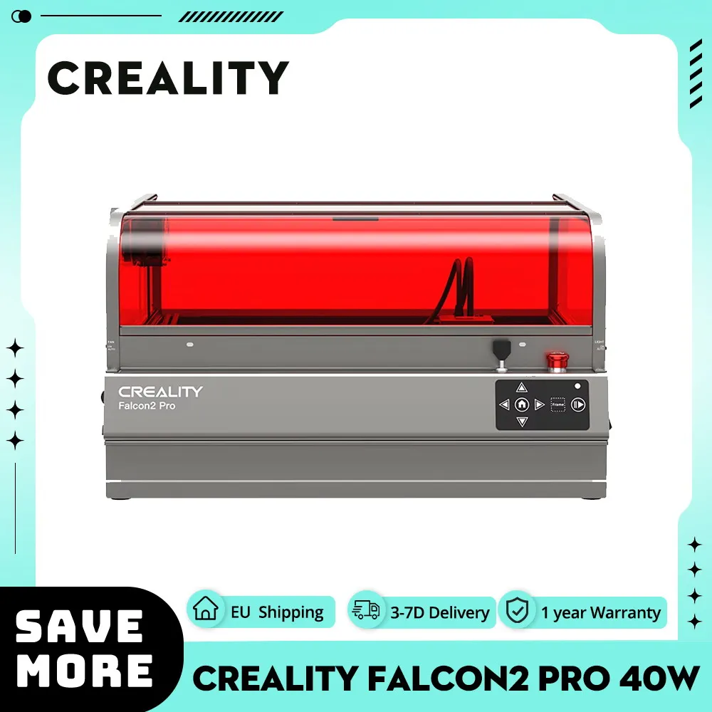 Creality Falcon2 Pro 40W Laser Engraver Cutter, FDA Class1 Safety Certification, Smoke Exhaust, Integrated Air Assist, 400*415mm