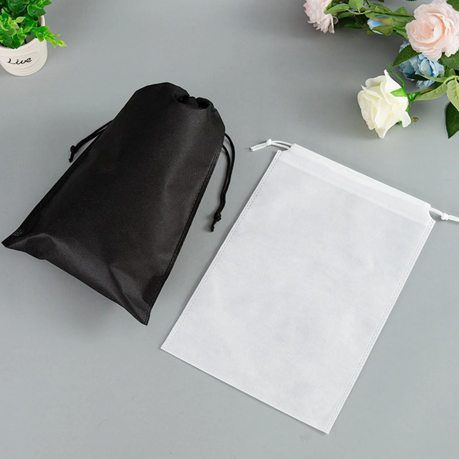 Non-woven Drawstring Bags Shoe Clothes Storage Fabric Portable Reusable Travel Organizer Pouches 3 Sizes