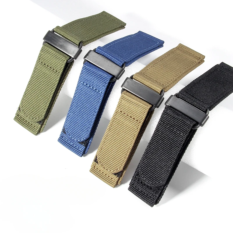 For Tudor Seiko Breitling Panerai Breathable Durable Outdoor Comfortable Nylon Canvas Hook and Loop Fastener Watch Strap 22 24mm