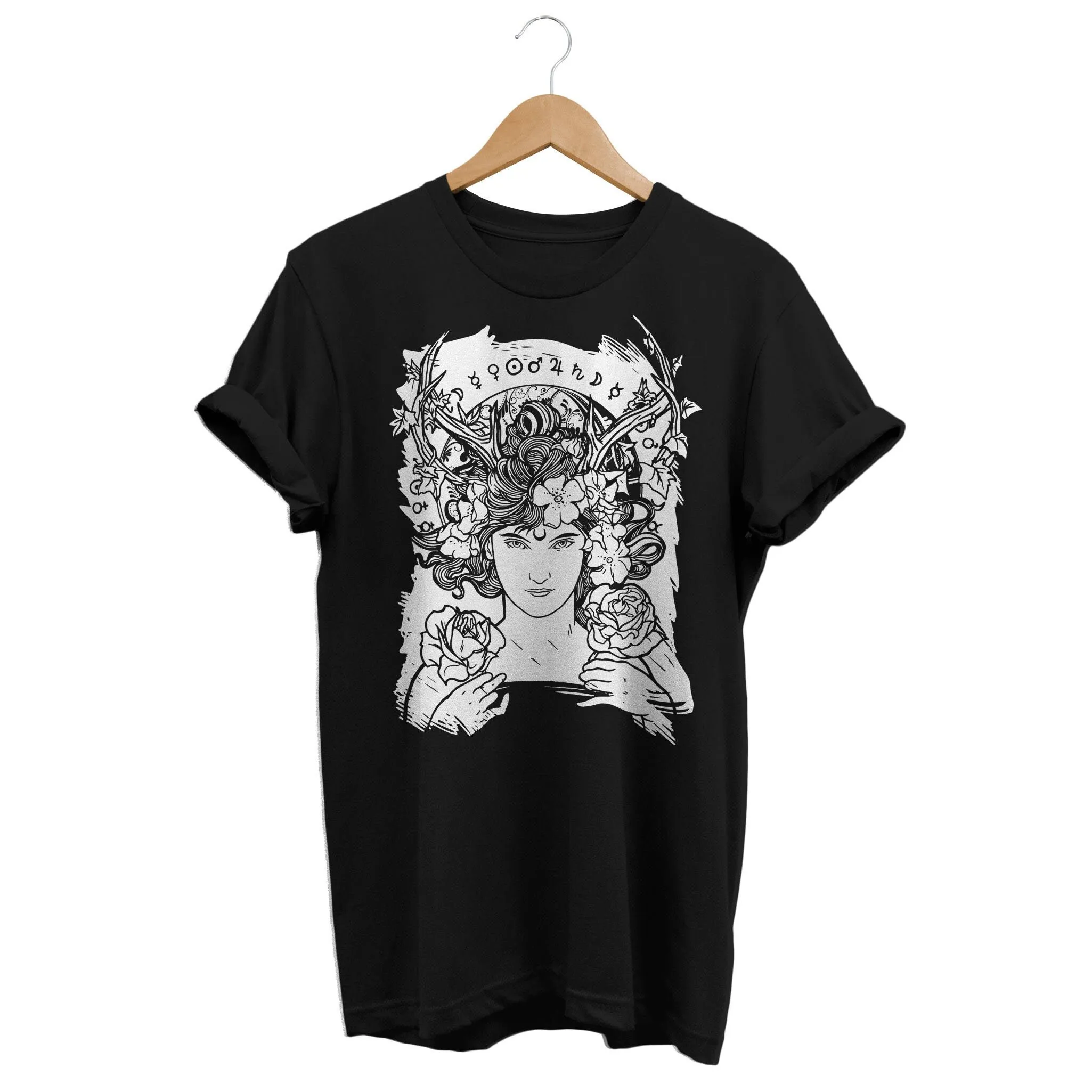 Zodiac Floral Witch t shirt Witchcore Pagan Wiccan tee Witchcraft gift Grunge clothing Witchy top Occult