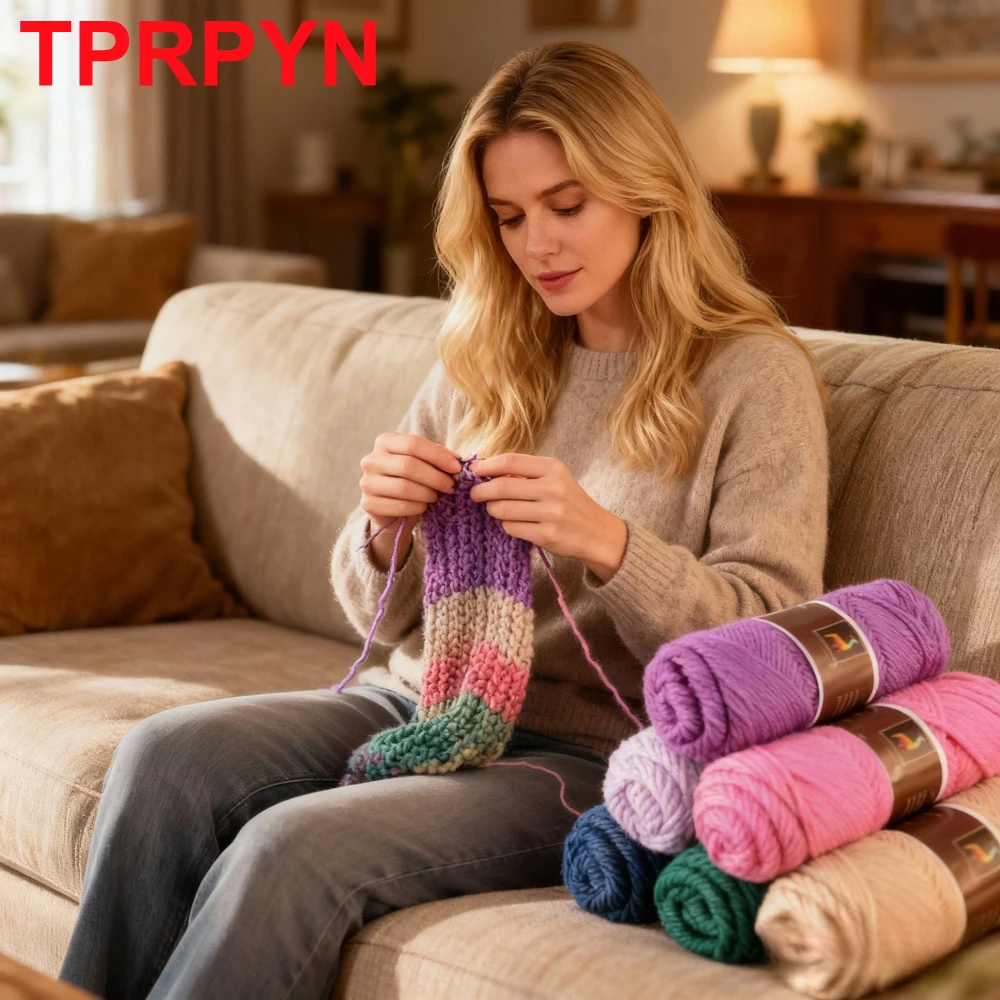 2Pcs total 200g Hand knitting Alpaca yarn Soft Warm Wool Crochet Yarn Thread knit sweater Scarves blanket Gloves line thick lana