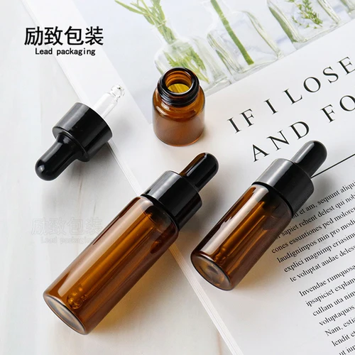 Imagen 2 del producto 50 Uds., 100 Uds., 5ml, 10ml, 15ml, 20ml, frascos cuentagotas de vidrio ámbar, frascos con pipeta para botellas de aceite esencial de Perfume cosmético