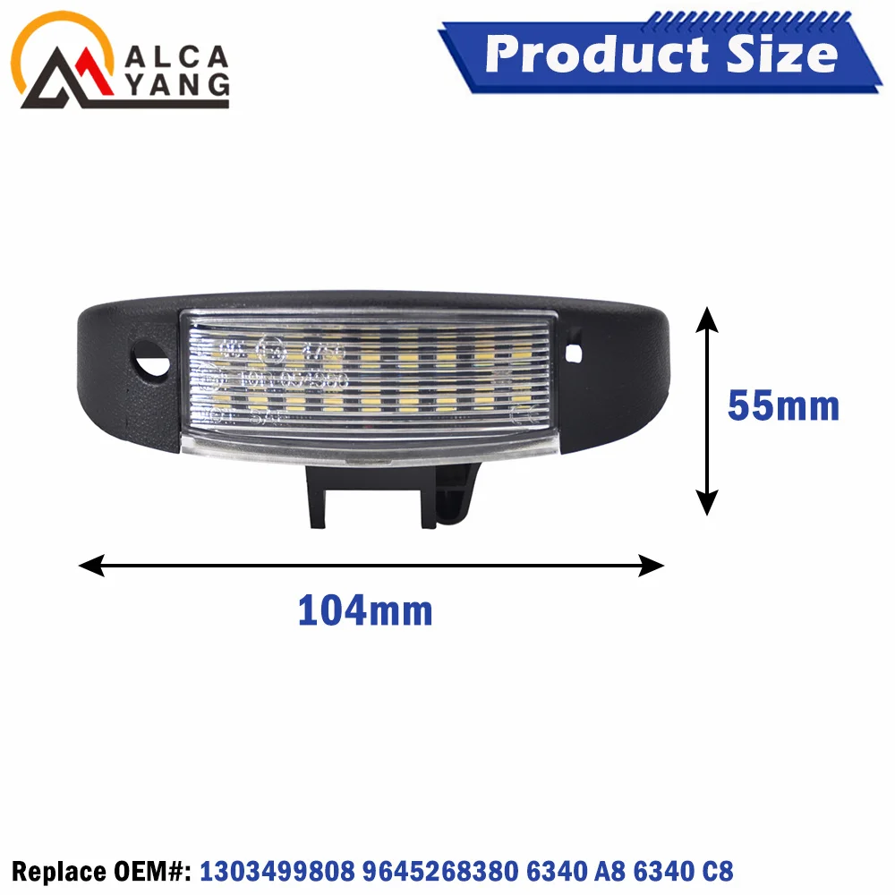 For Fiat Ducato Scudo Citroen Jumpy Peugeot Boxer 2PCS LED Number License Plate Lights Replace OE Number 1303499808