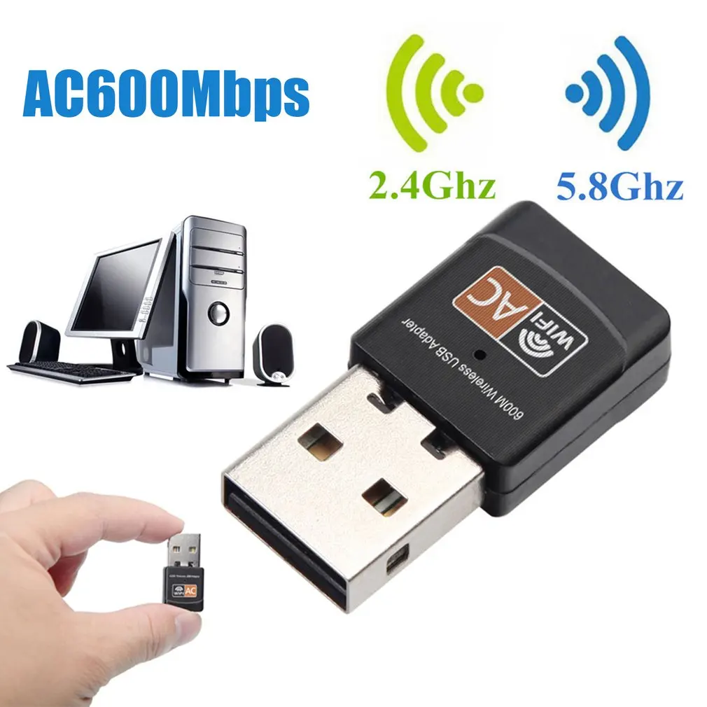 

USB Wifi Adapter Free Driver 600Mbps Wi-Fi Adapter 5.8GHZ Antenna USB Ethernet PC Wi-Fi Adapter Lan Wifi Dongle AC Wifi Receiver