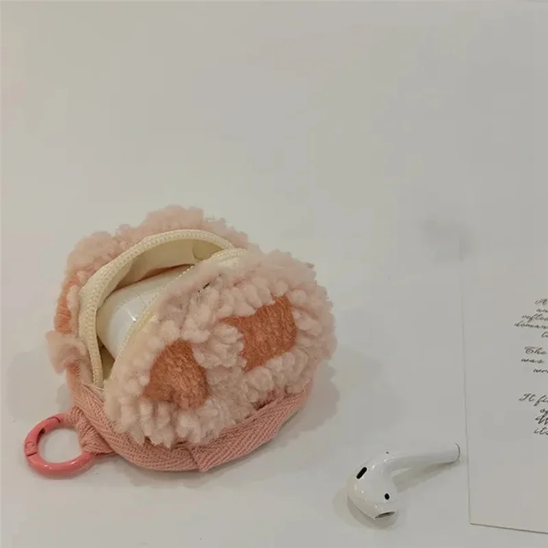 Excellent-Earphone Bag Vintage Checkboard Lovely Mini Plush Wireless Headset Storage Bag Easy Install Easy To Use Yellow