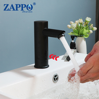 ZAPPO Matte Black Bathroom Basin Sink Faucet Automatic Sensor Faucets Hot & Cold Water Mixer Touch Senser Deck Mounted Taps