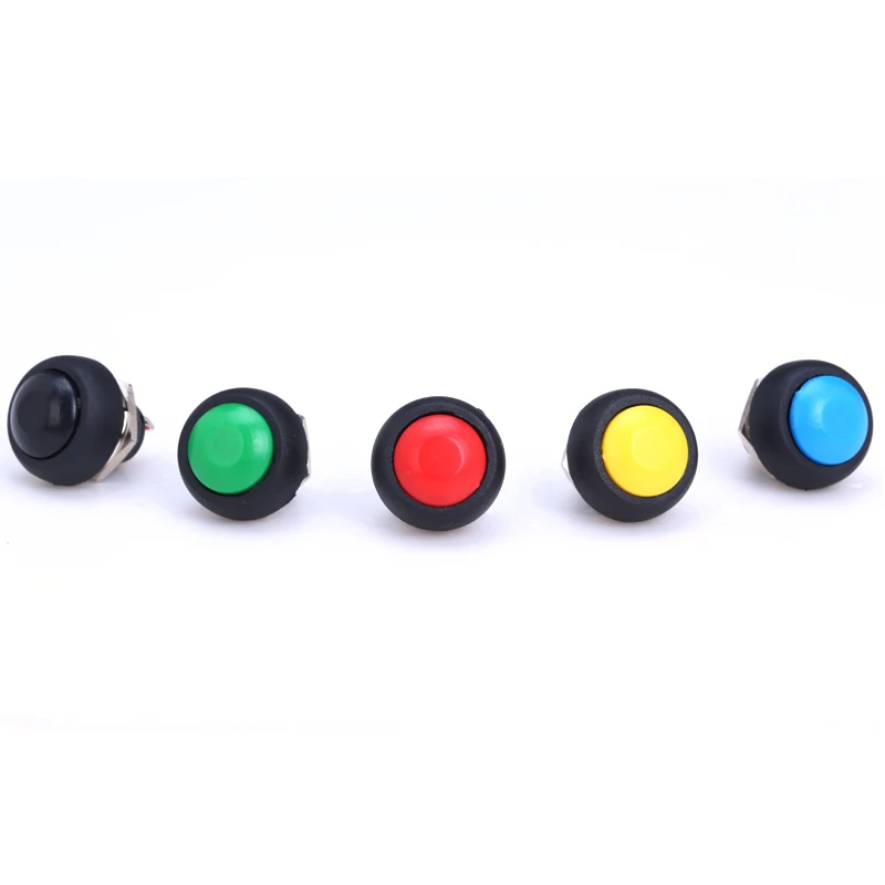 6Pcs Mini 12mm Waterproof Momentary ON/OFF Push Button Round Switch PBS-33B