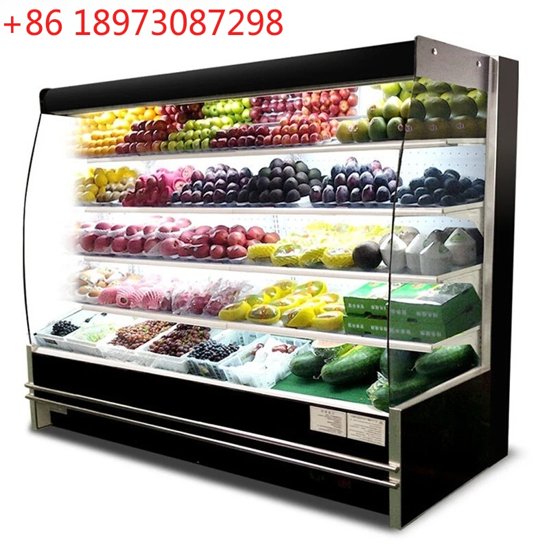 

Customizable air curtain supermarket refrigerator vertical vegetable display fruit fresh-keeping cabinet