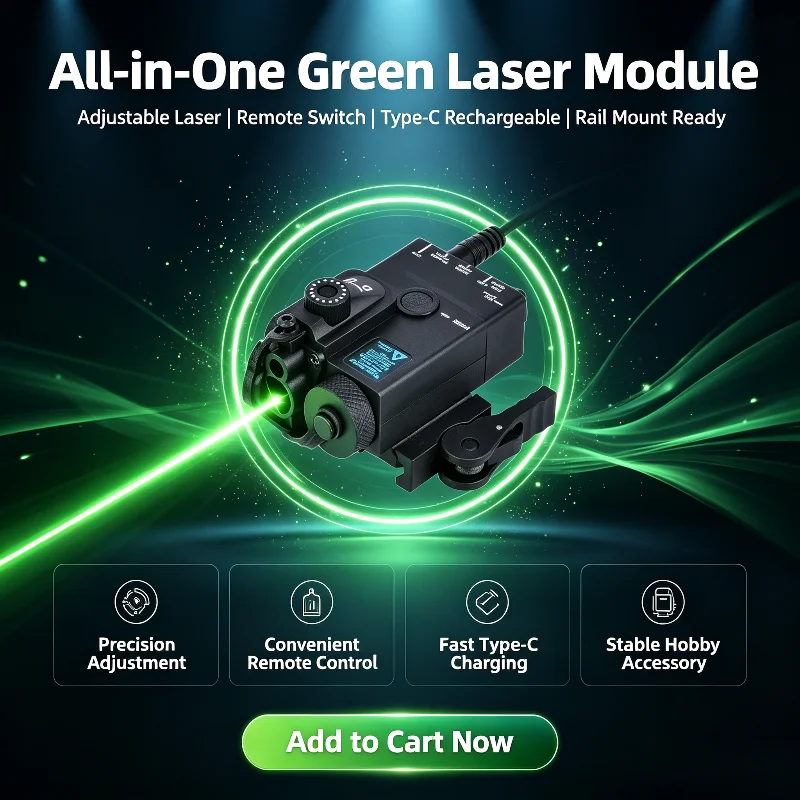 Hobby Model Modification Laser Unit Adjustable Green Beam Type-C Charging Built-in Battery Equipped with External Remote Switch