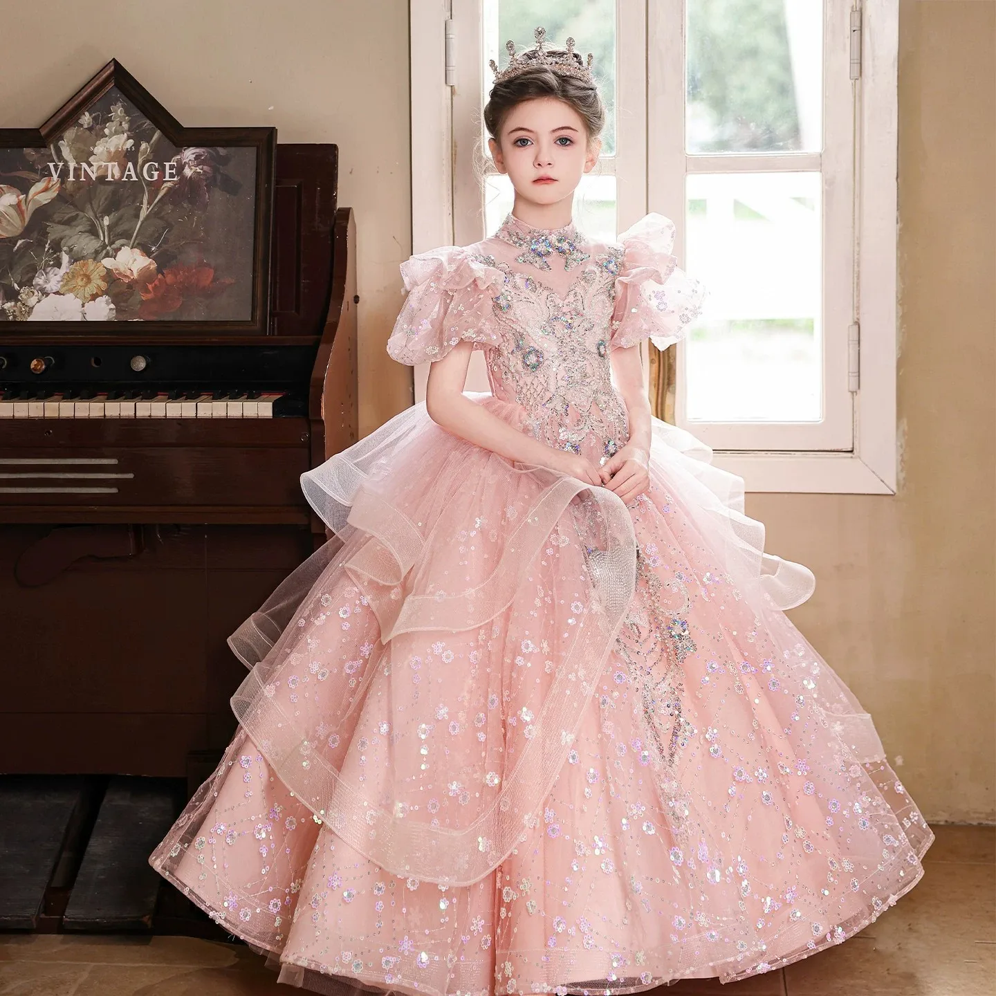 robe-de-luxe-personnalisee-pour-demoiselle-d'honneur-robe-de-mariee-robe-de-ceremonie-pour-femme-robe-de-defile-robe-rose-brillante-en-strass-et-tulle-robe-de-luxe-formelle-pour-enfant-pour-anniversaire