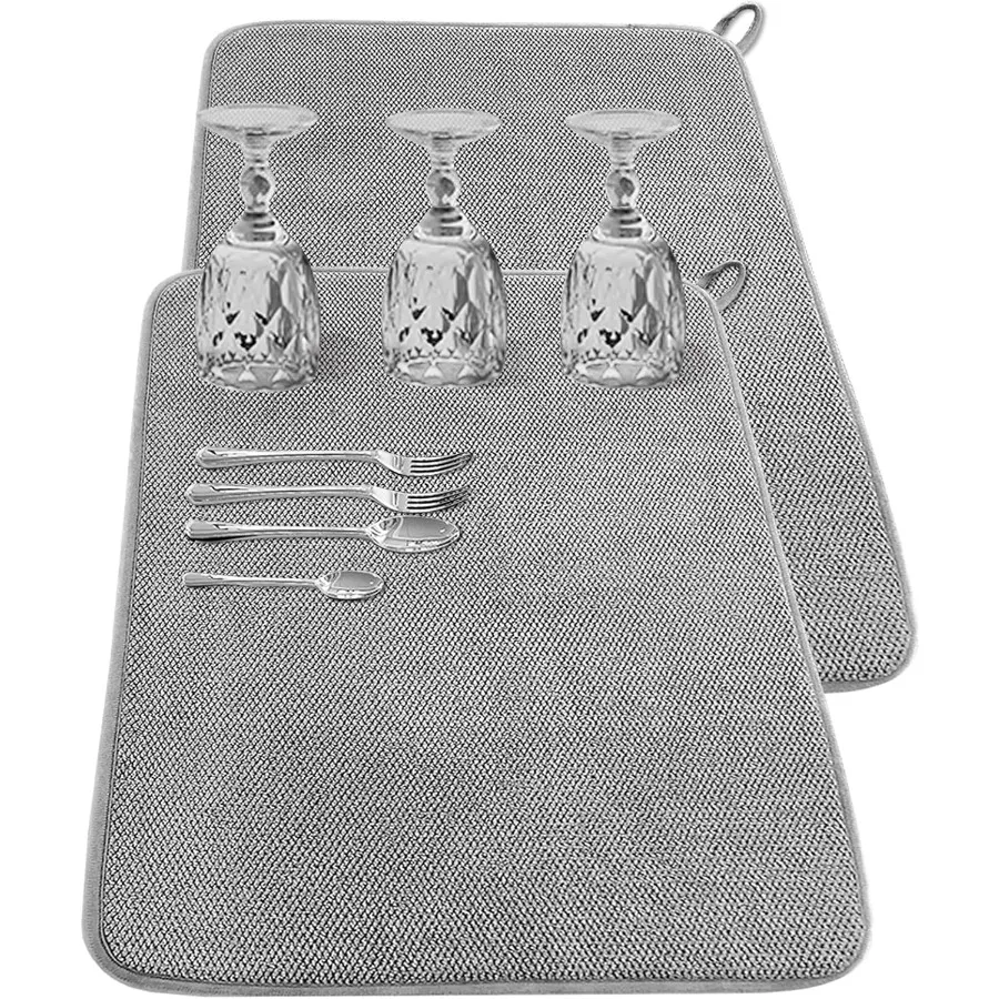 Tappetino per asciugare i piatti di grandi dimensioni da 2 pezzi per bancone della cucina 24 x 17 Ih Tappetino per asciugare i piatti assorbente in microfibra Tappetini per scolapiatti di grandi dimensioni f