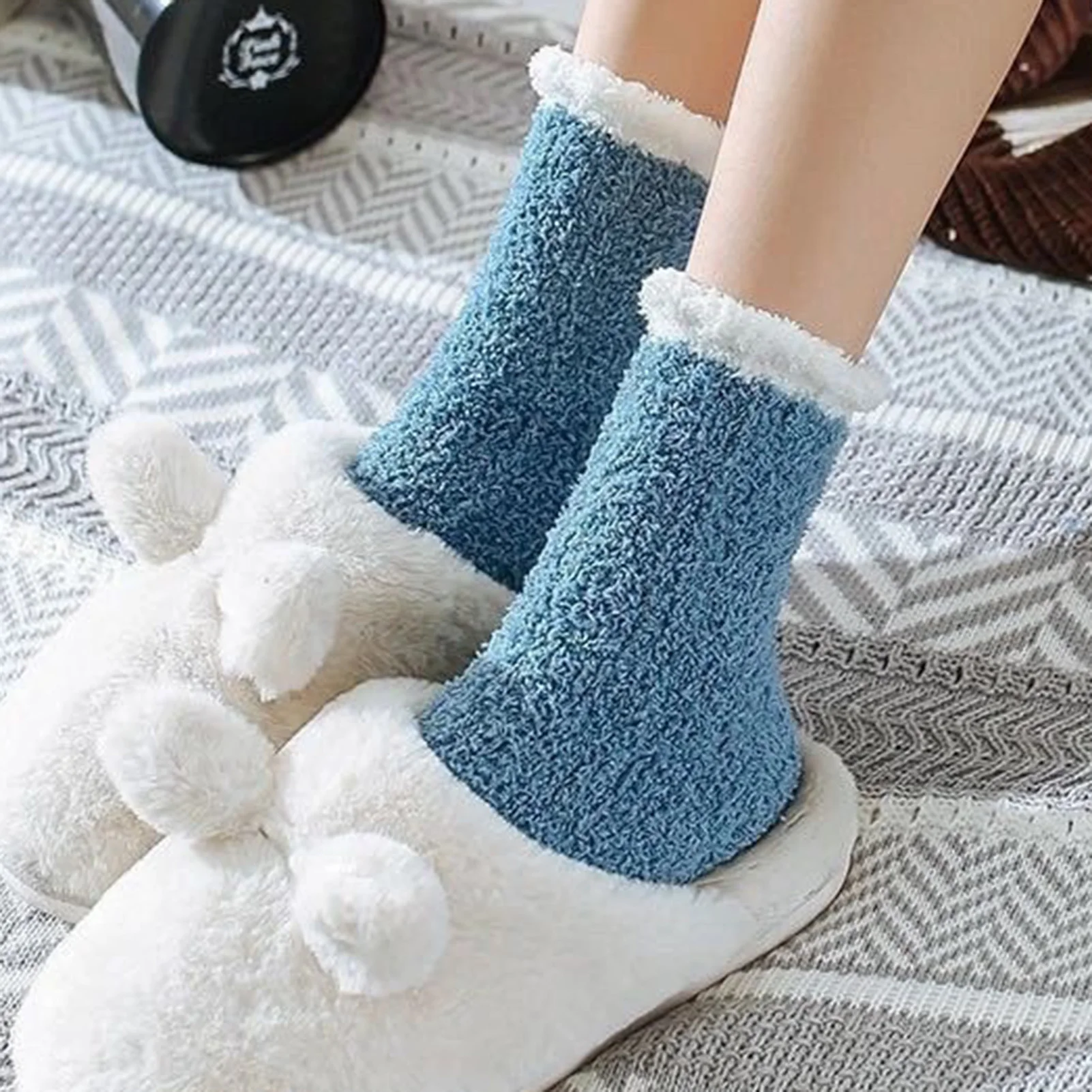 Damen Fuzzy Warm Home Socken Korallen Fleece atmungsaktive warme Socken für Winter Herbst kaltes Wetter d88