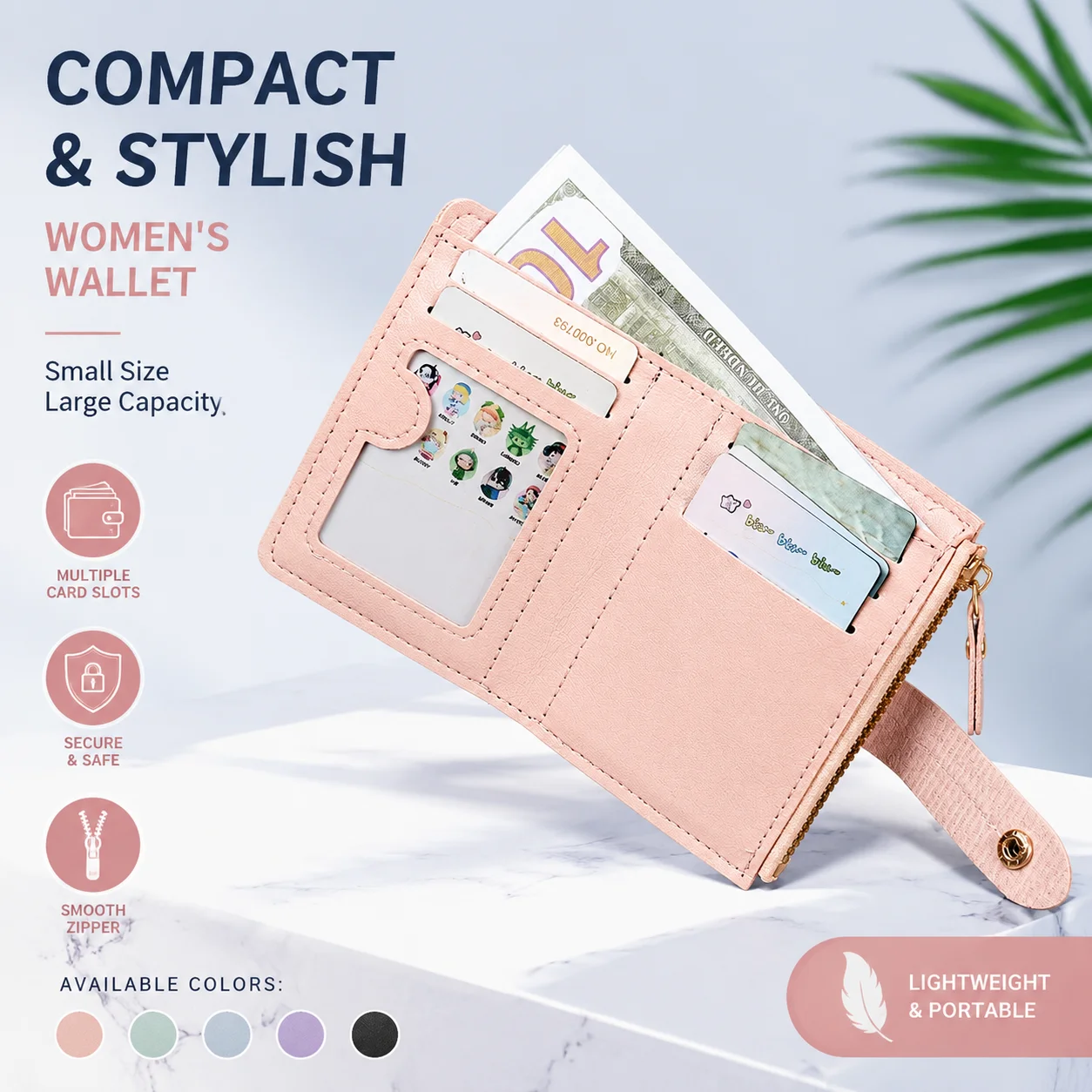 Wallet new button wallet female solid color wallet thin ladies wallet card clip short coin purse cross-border wholesale