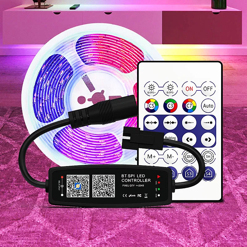 USB DC 5V 12V 24V 3Pin RGB Addressable Strip Light Smart Music Mic Sound Sensor 2.4G Remote APP Bluetooth Pixel Led Controller