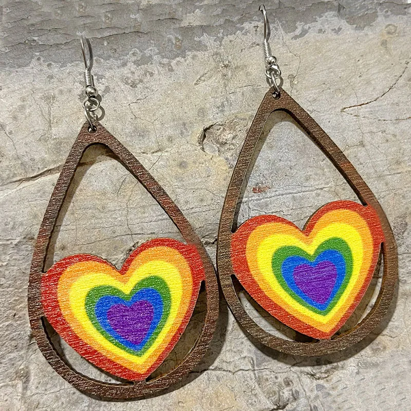 Valentine's Day Earrings Rainbow Love Valentine's Day Flag Geometrically Simple Gay Butterfly Earrings Jewelry