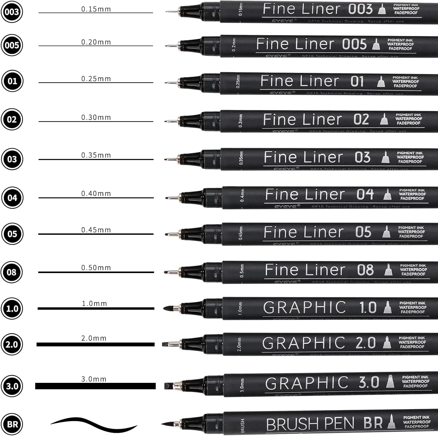 

Micro Fineliner Pens, Black Drawing Art Pens, 12 Waterproof Ink Set for Sketching and Precision Drawing