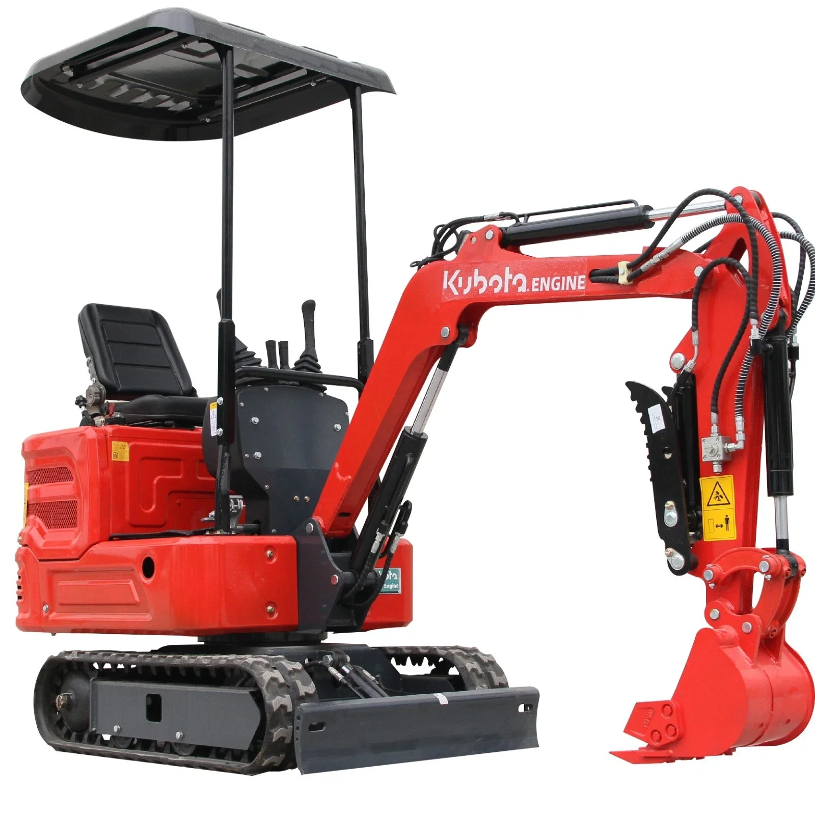 1.1Ton red Kubota Engine Mini Excavator Hydraulic Thumb Tracked Crawler Diesel free Shipping