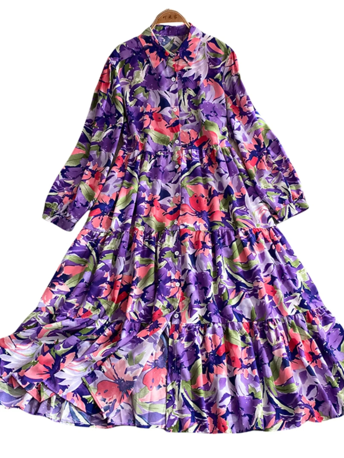 Ele الأزهار طباعة ميدي الدكتور التخسيس طويل Sve الكورية Sle المرأة الدكتور ألف خط تنورة Ele Aosphere صيف جديد Ar... #5