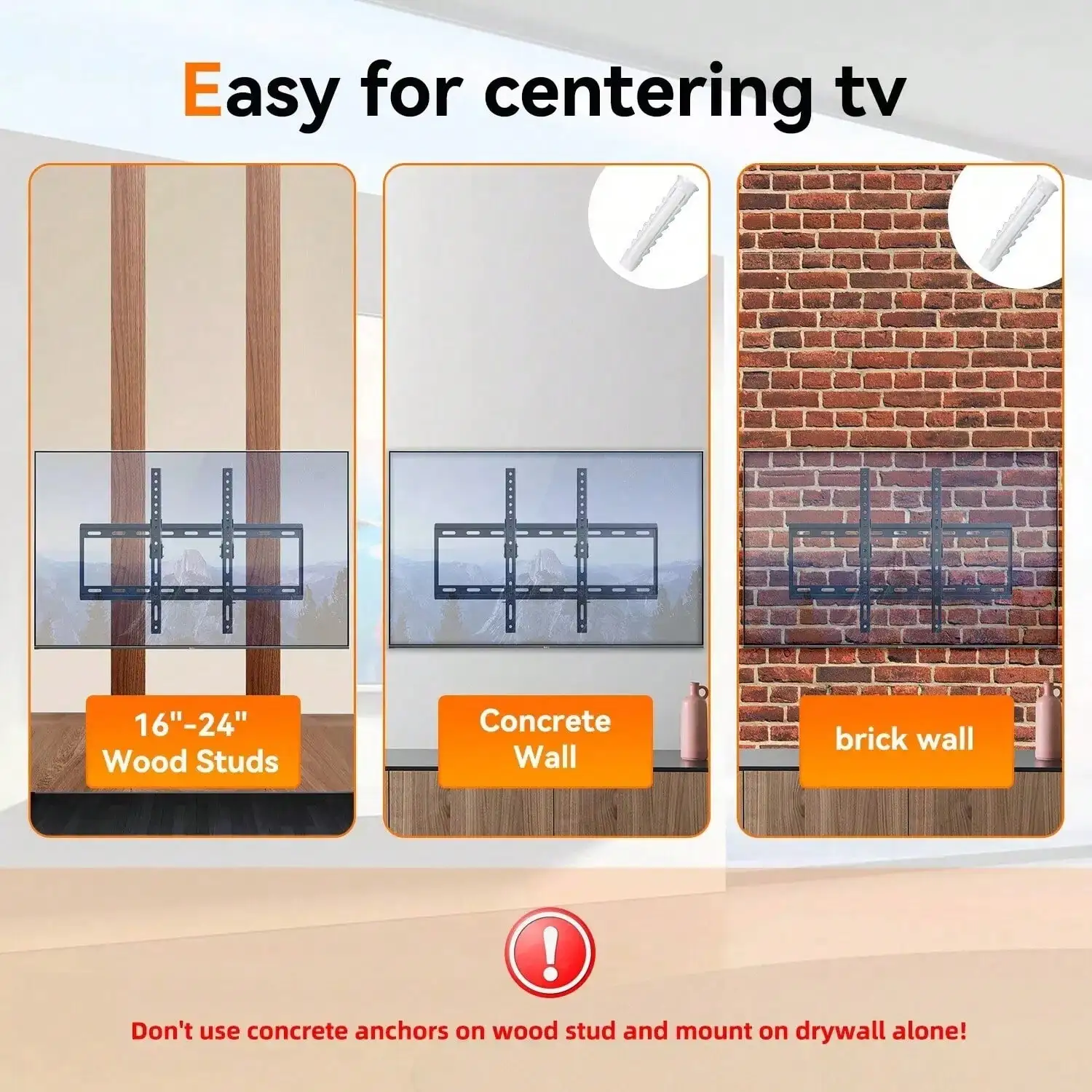 حامل تلفزيون متين وقابل للإمالة لغرف المعيشة وغرف النوم، مناسب لشاشات 32-70 بوصة، حامل حائط للتلفزيون