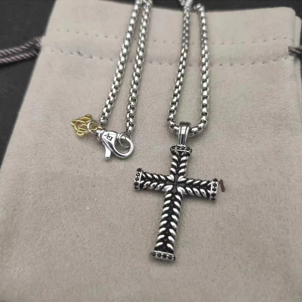 High Quality Fashion Classic 925 Silver Dy Cross Pendant Necklace For Everyday Wear