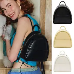 Solid Color Mini Women's Handbag Single Shoulder Crossbody Bag Double Shoulder Backpack Fashion All-matching Leisure Backpack