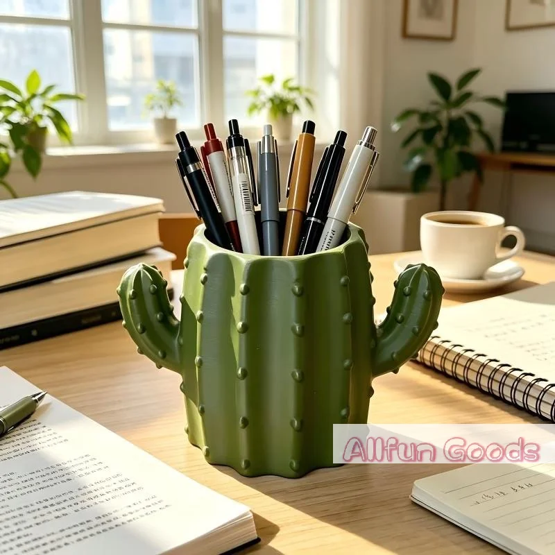 [TG835]1pc Creative Multifunctional Fashionable Cute Cactus Pen Holder For Students And Offices