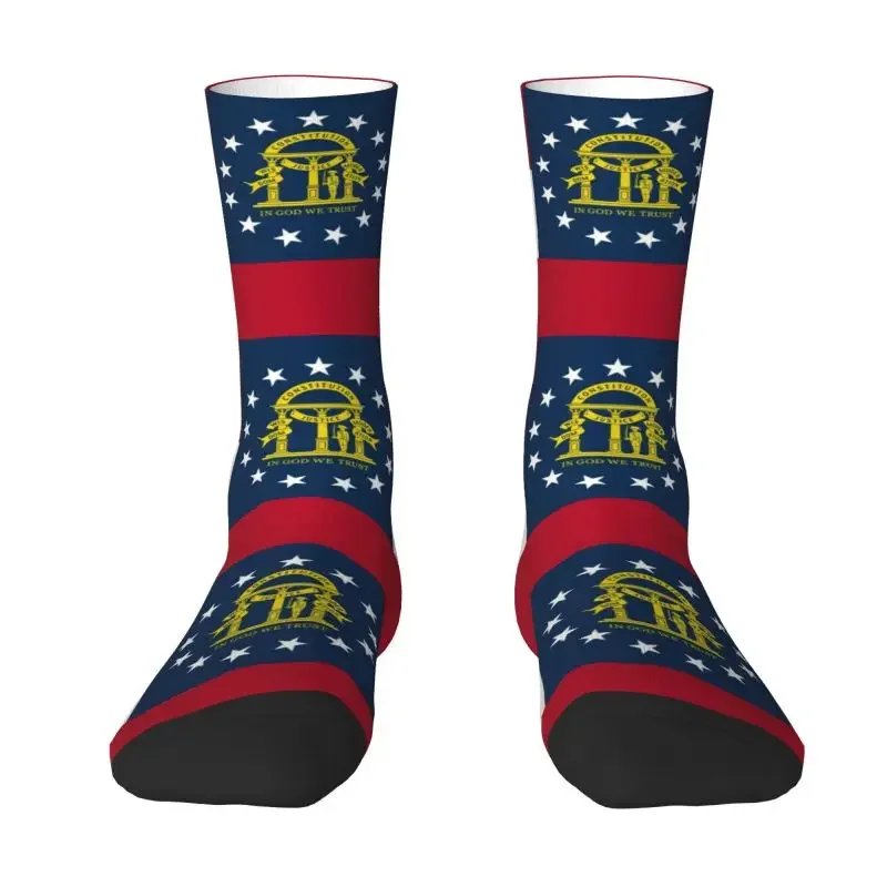 Funny Mens Georgia State Flag Dress Socks Hip Hop Warm Breathable 3D Printing Georgian Proud Patriotic Crazy Crew Socks