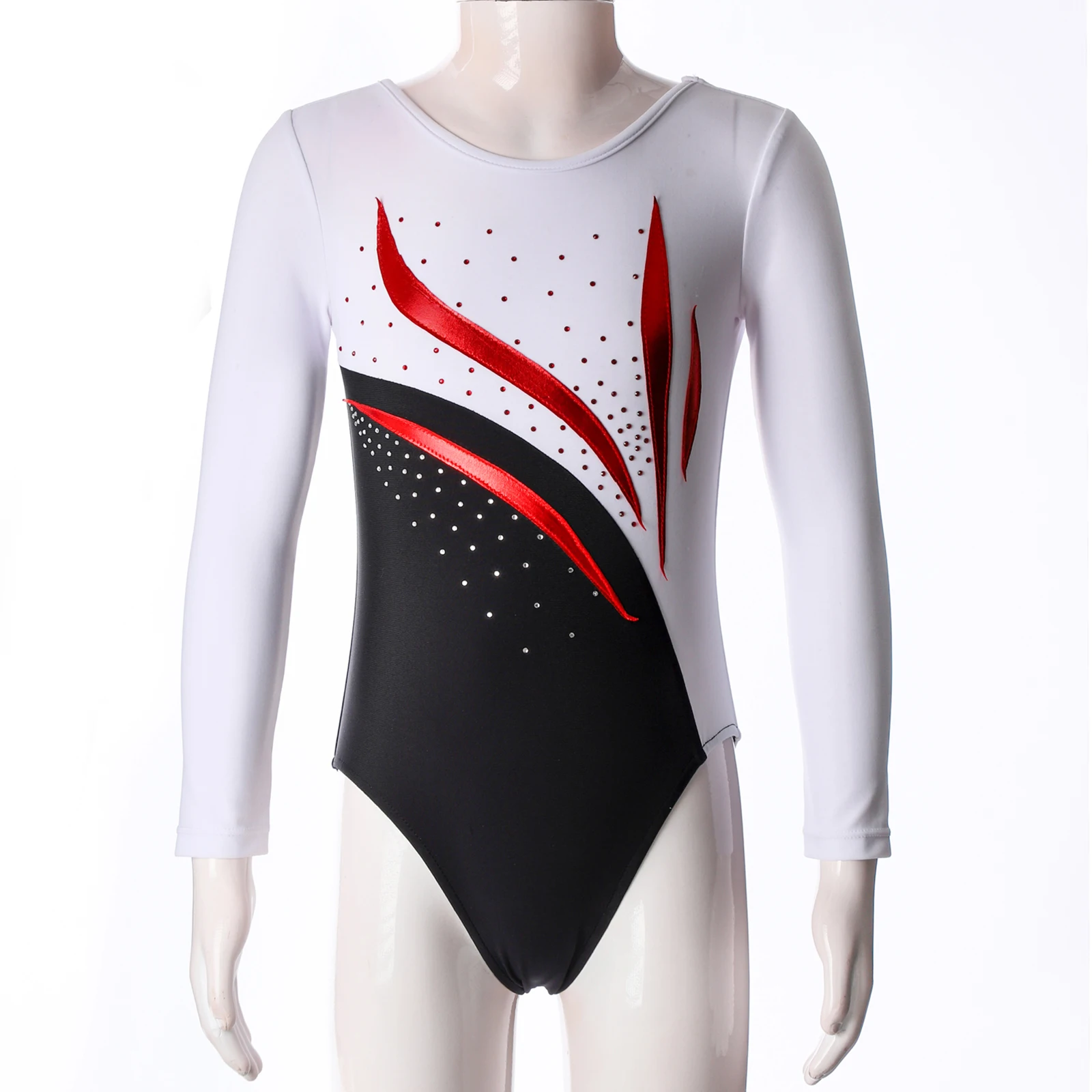 Kids Girls Gymnastics Leotard Long Sleeves Gymnastics Workout Bodysuit Ballet Dance Leotard Figure Skating Performance Jumpsuit