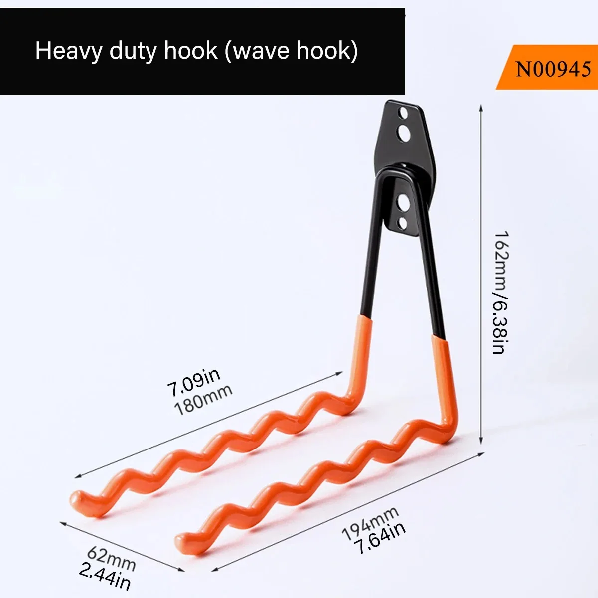 Garage Storage Utility Hooks，Garage Garden Tool Organizer,Steel Wall Garden Mount Hooks(Type O,Circular, wavy shape-Orange）