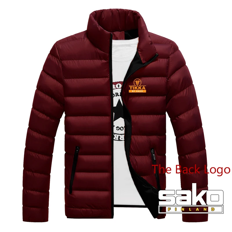 Tikka By Sako Finland Firearms Logo 2022 Men\'s New Stand Collar Parkas Jacket Winter Cotton Warm Parkas Coats Streetwear Clothes
