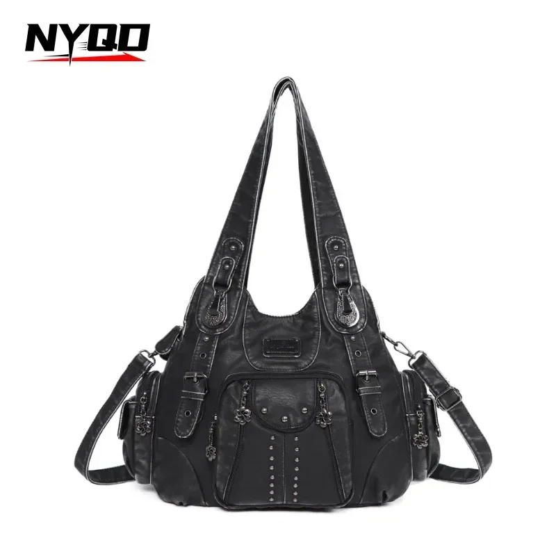 Mode Vintage PU-leer Handtassen met grote capaciteit Vrouwelijke Retro Gothic Portemonnees Schouder Crossbody Tassen voor dames Bolsas De Mujer