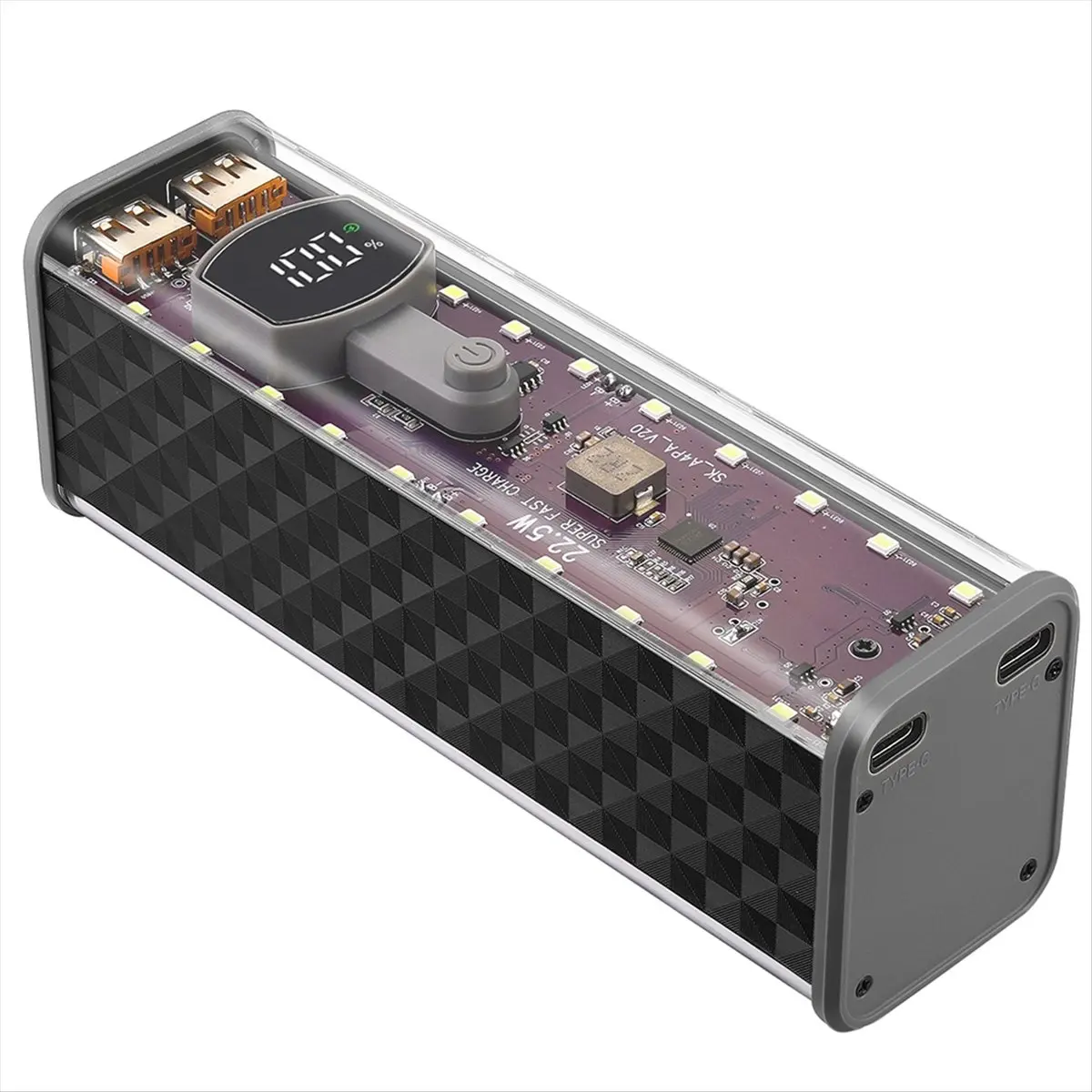 ABAN 22.5W 8 Slots 18650 DIY Power Bank Case Fast Charging Power Bank Case Large Capacity Digital Display Battery Storage
