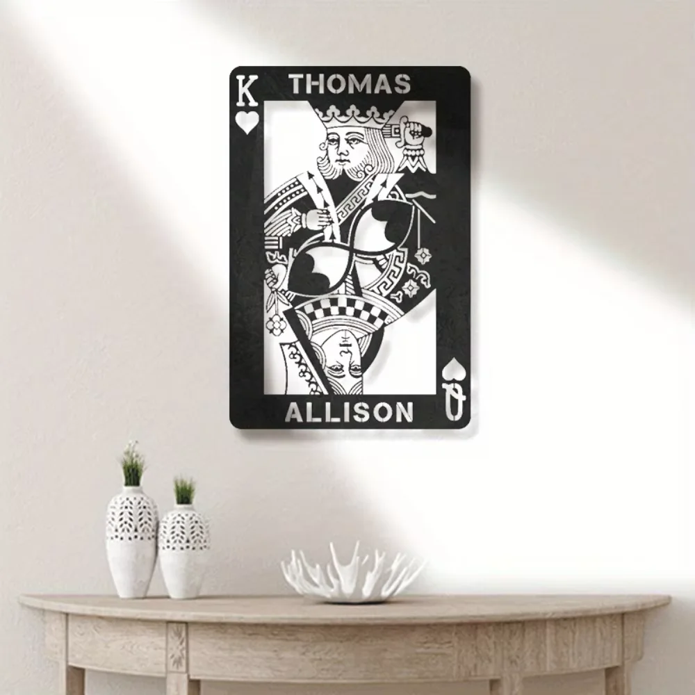 Изготовленные на заказ настенные скульптуры «Король сердец», персонализированное имя, идеальный романтический подарок на годовщину и святого Валентина, прочный декор для спальни