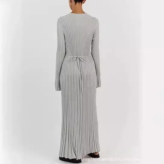 Inverno manga longa bodycon vestidos longos feminino casual solto kintted festa maxi vestido elegante