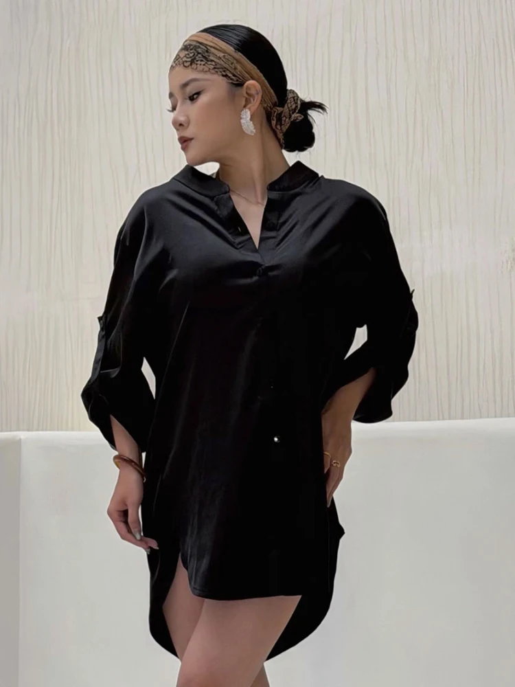 Schwarz Latin Dance Tops Frauen Lose Langarm Shirt Erwachsene Rumba Training Kleidung Tänzerin Praxis Tragen Weibliche Latin Outfit 2416