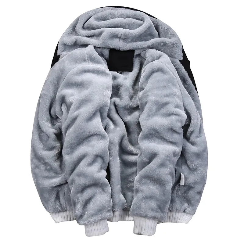 New Men\'s Fleece Warm Comfortable Jacket Winter Thickened Casual Sportswear Zipper Hooded Jacket Sportswear Male M~5XL