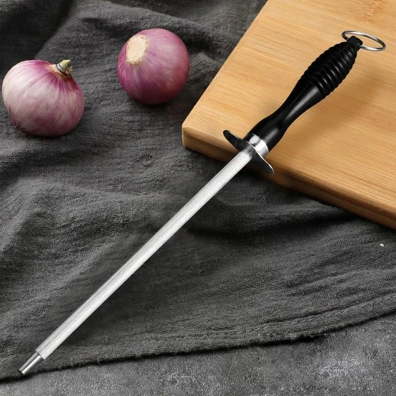 Knife Sharpener Rod Professional Carbon Steel Durable Sharpening Steel with Handle for Home Kitchen Chef Knife Sharpening Tools