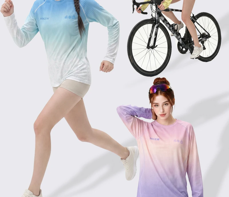 MKEW Damen-Langarm-Mountainbike-Sweatshirt, Sommer-Schnelltrocknendes Downhill-Radtrikot/Laufshirt, T-Shirt für den täglichen Arbeitsweg – Detail 11