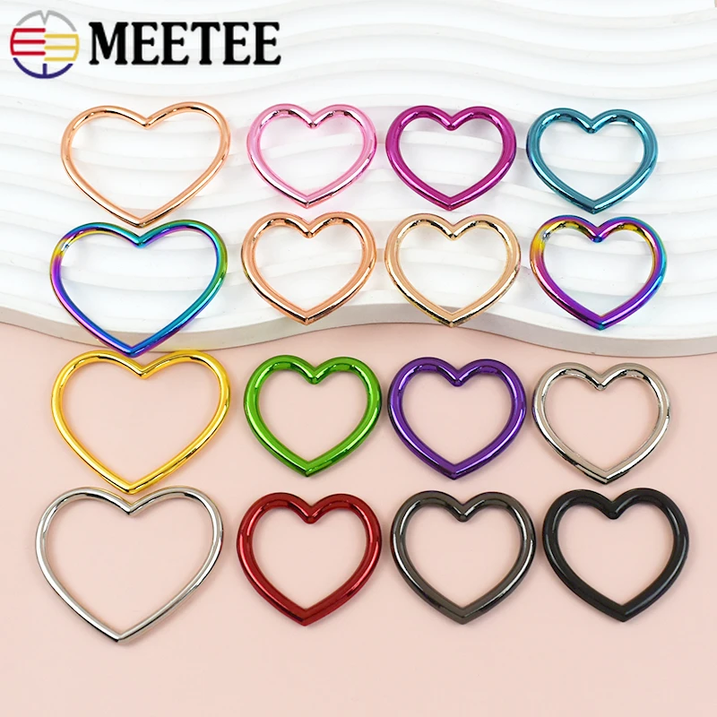 

5/10Pcs Heart Carabiner Rings 28*22/40*28mm Webbing Strap O Ring Metal Buckles Keyring Connector Hook Adjust Loop Clasp Hardware