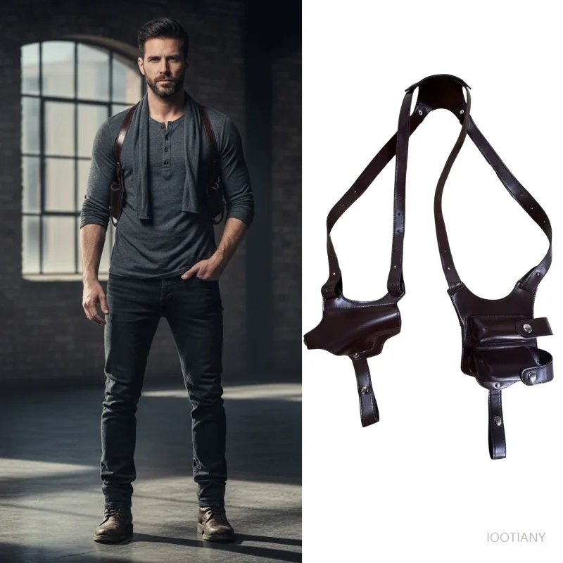 Gunslinger Role-playing Accessories Steampunk Retro Leather Western Cowboy Pistol Holster Chest Bag Gun Waist Bag Field Wallet