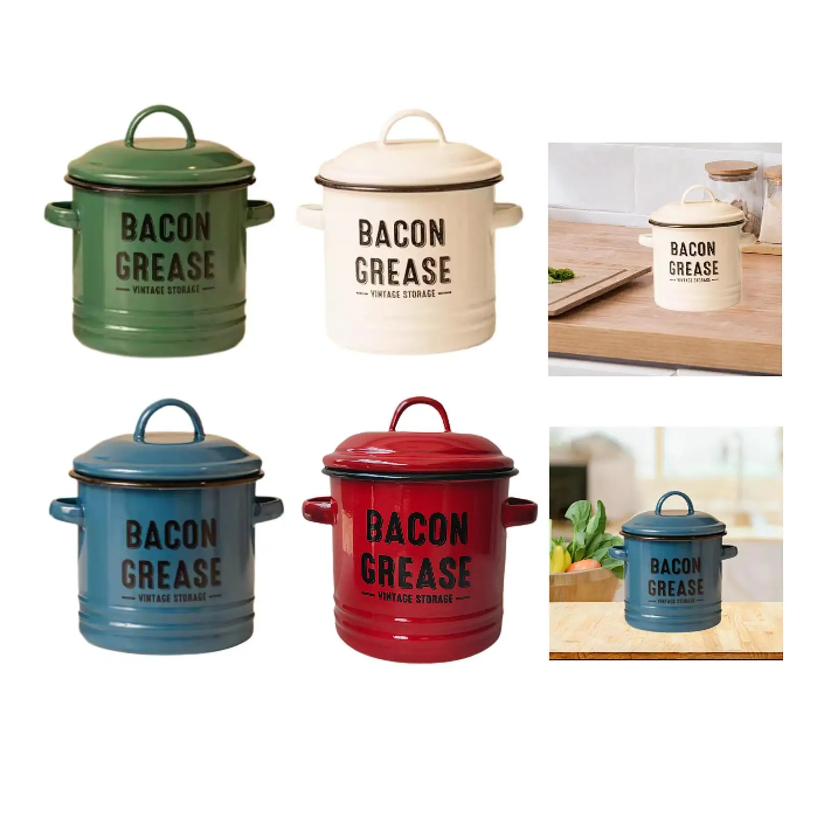 

Small Enamel Cooking Pot with Lid Enamelware Flat Bottom Stockpot for Campfire