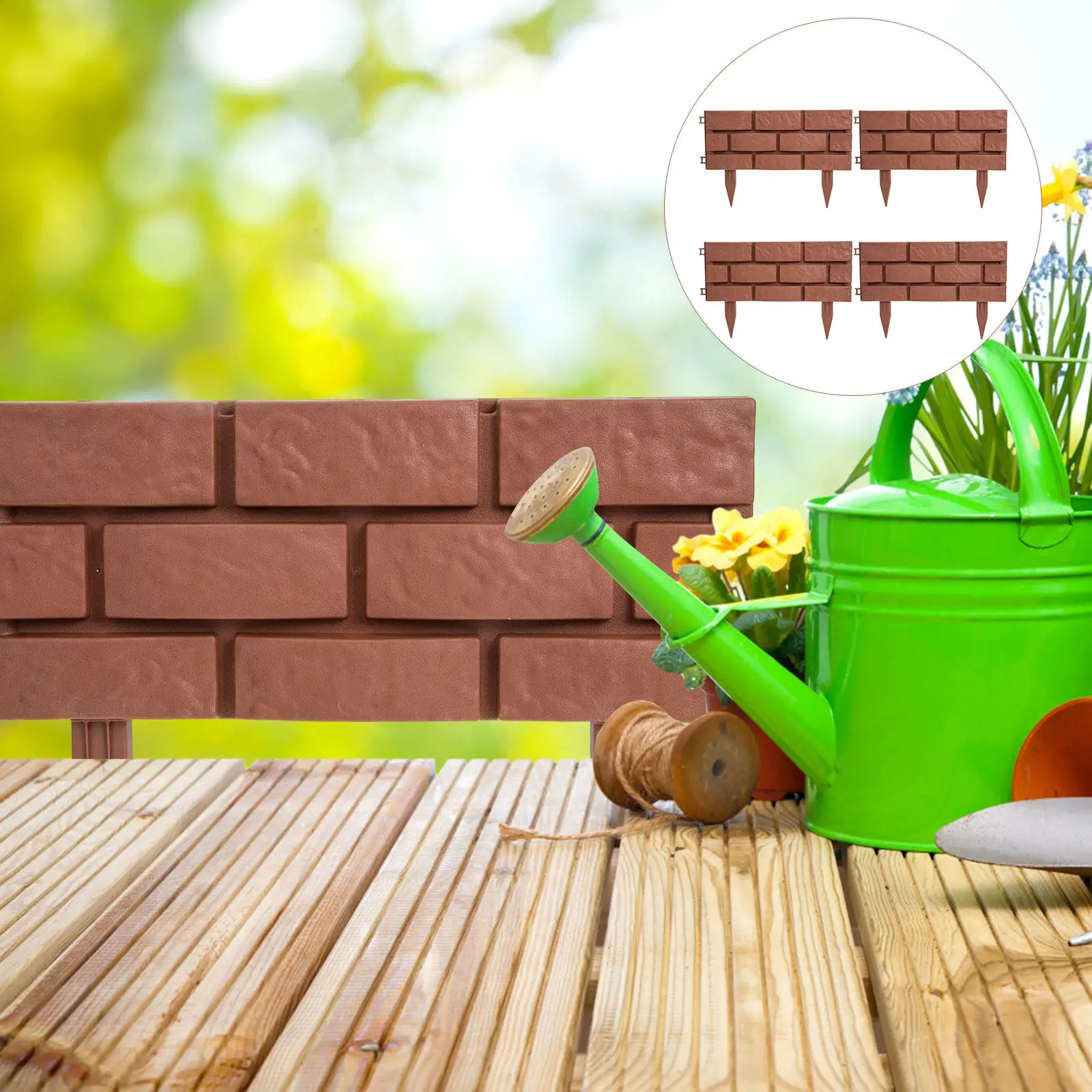 

4Pcs Garden Fence Plastic Decorative Landscape DIY Outdoor Yard Edging Fencing for Courtyard Garden Decor European Style