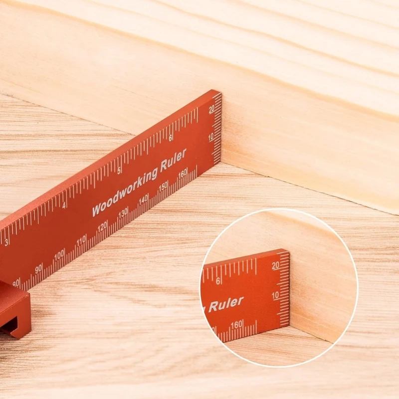 6 8 12Inch Slide Ruler with Stop Woodworking Ruler Professional Track Ruler Inch & Metric Scribing Ruler Measuring Gauge