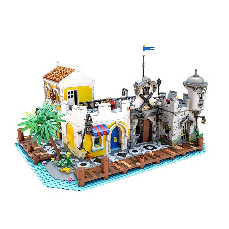 

MOC Pirate Lagoon Lockup Revisited Port Town Building Blocks Set 21322 Seaside Island House Kids DIY Bricks Toys Children Gifts