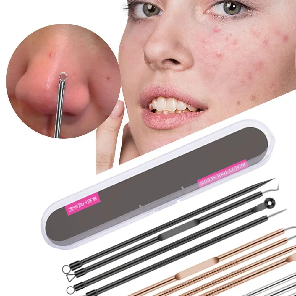 1pc Carbon Steel Antibacterial Blackhead Remover Tool  Remove Blackheads Whiteheads Pimples Spots Acne Face Clean Beauty Salon