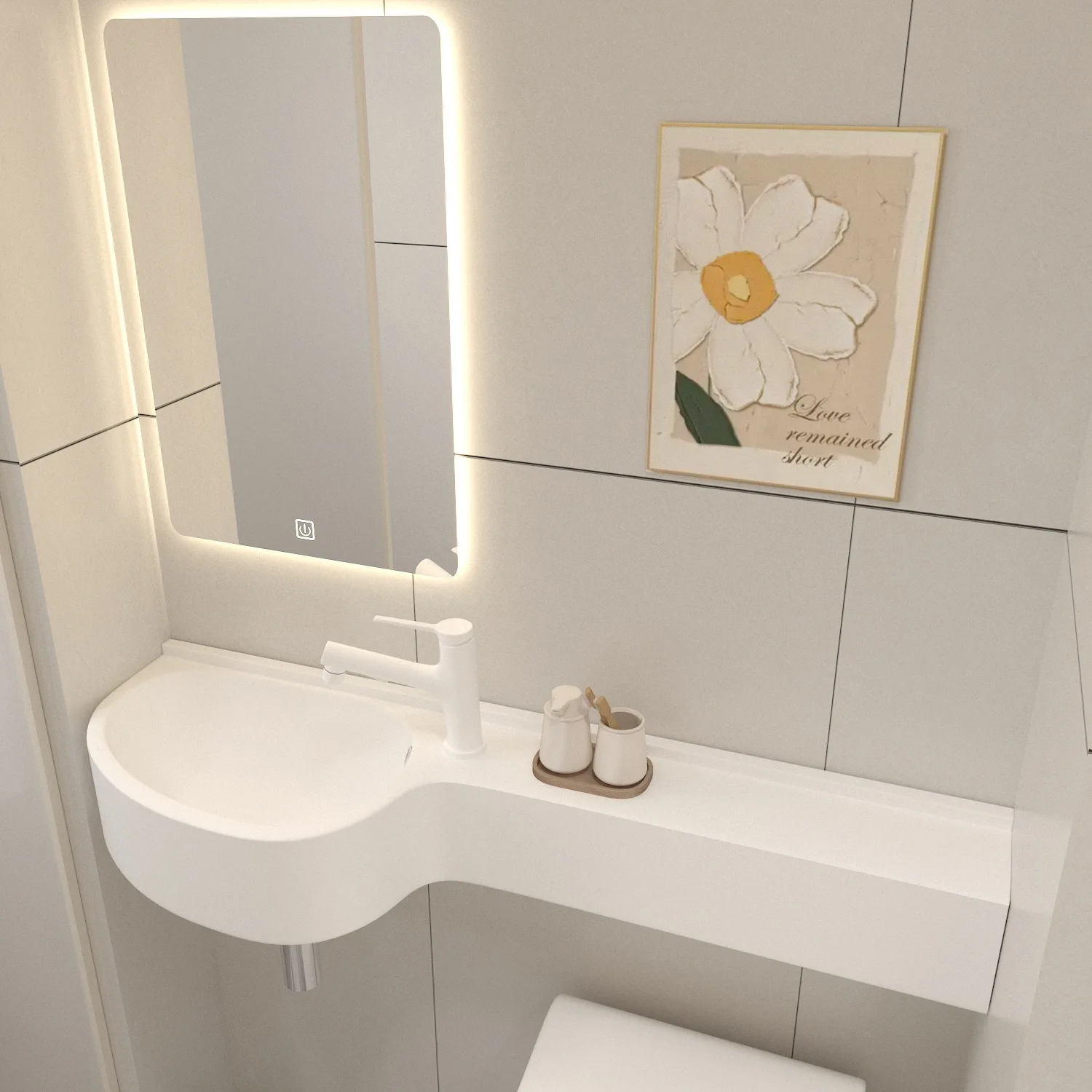 Artificial stone hanging small bathroom integrated wash basin water drop basin simple storage countertop lengthened