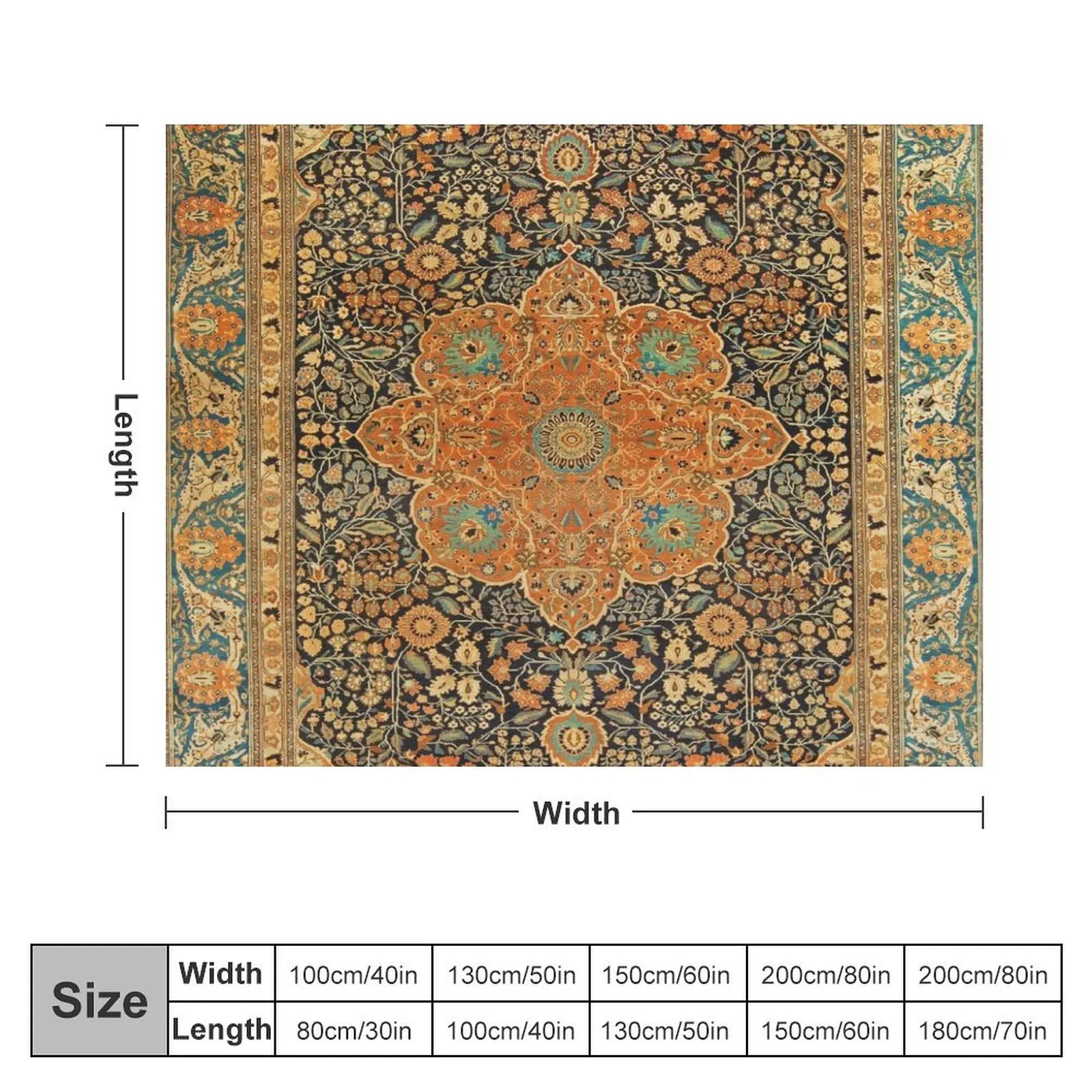 Antique Mohtashem Kashan Persian Rug Print Throw Blanket Blankets Sofas Of Decoration Kid'S Blankets