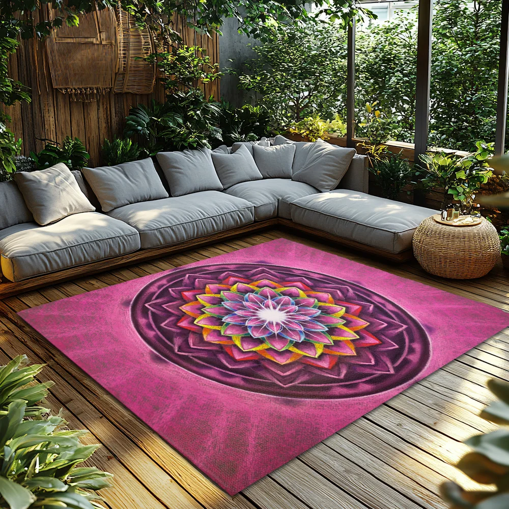 Unique Mandala Area Rug Bohemian Home Decor Modern Abstract Carpet Living Room Floor Mat Dorm Room Accent Rug Gift